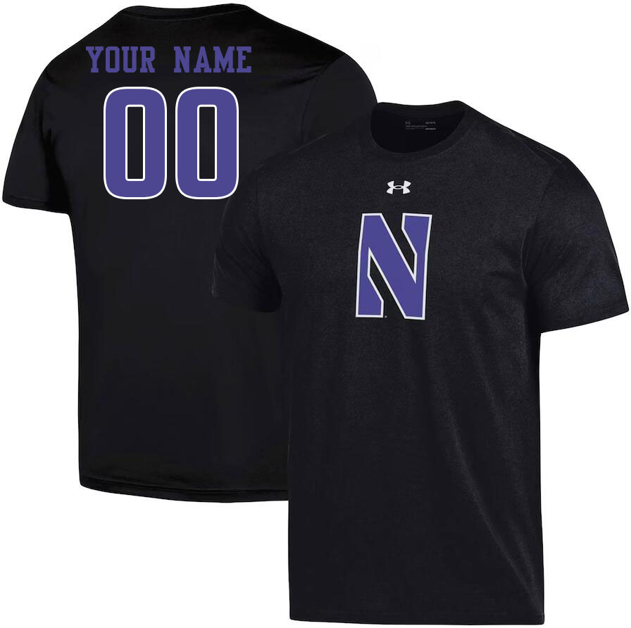 Custom Northwestern Wildcats Name And Number Tshirts-Black